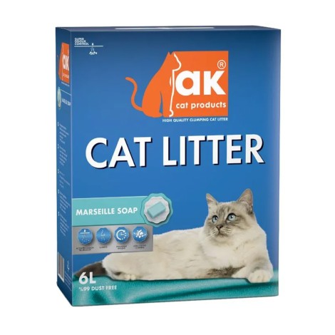 Наполнитель для кошачьего туалета AK Cat Marseille Soap комкующийся бентонитовый с ароматом Марсельского мыла, 6л