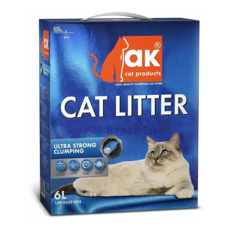 Наполнитель для кошачьего туалета AK Cat Ultra Strong Clumping комкующийся бентонитовый без запаха, 6л