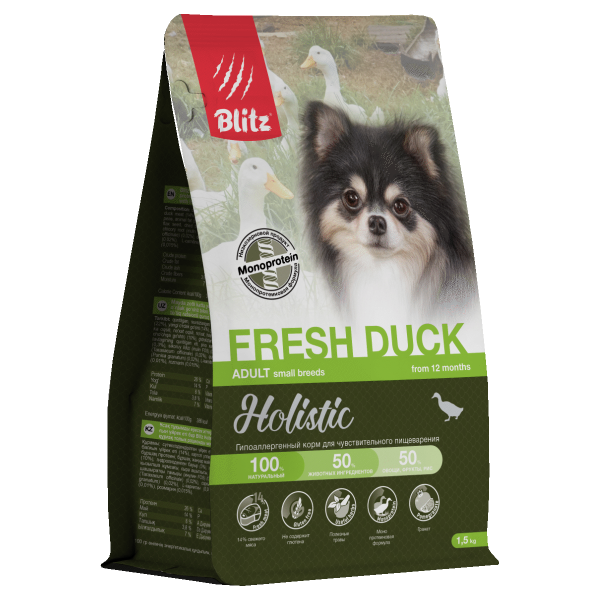 Holistic Adult small breeds Fresh Duck гипоаллергенный, 500г
