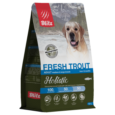 Holistic Adult Fresh Trout гипоаллергенный, 1,5 кг