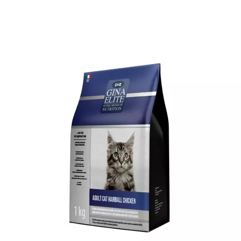 Gina Elite Adult Cat Hairball Chicken курица 1кг, для выведения комков шерсти