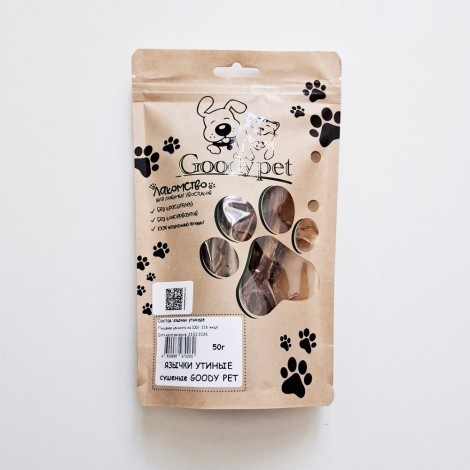 Лакомство для собак GOODY PET Язычки утиные, 50гр.