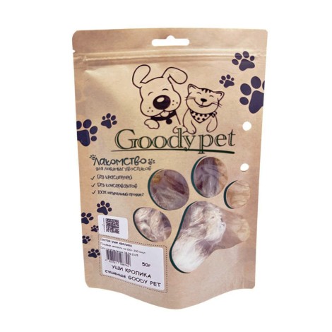 Лакомство для собак GOODY PET Уши кролика сушеные, 50гр.