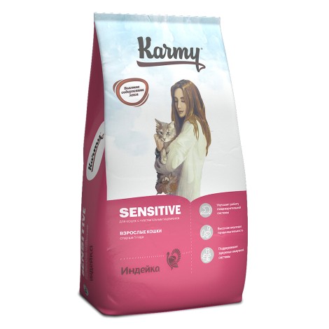 Сухой корм для кошек Karmy Sensitive индейка 10кг