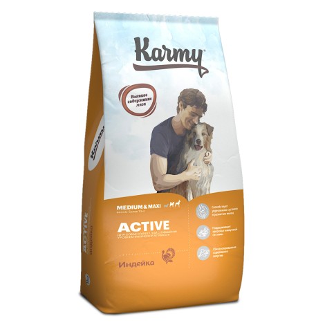 Сухой корм для собак Karmy Active Medium & Maxi Индейка 14кг