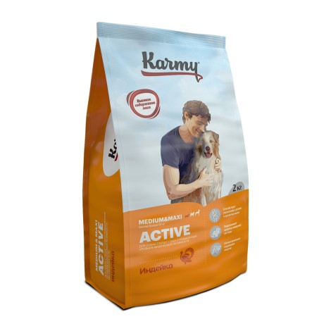 Сухой корм для собак Karmy Active Medium & Maxi Индейка 2кг