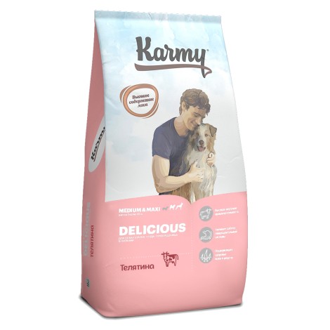 Сухой корм для собак  Karmy Delicious Medium & Maxi Телятина 14кг