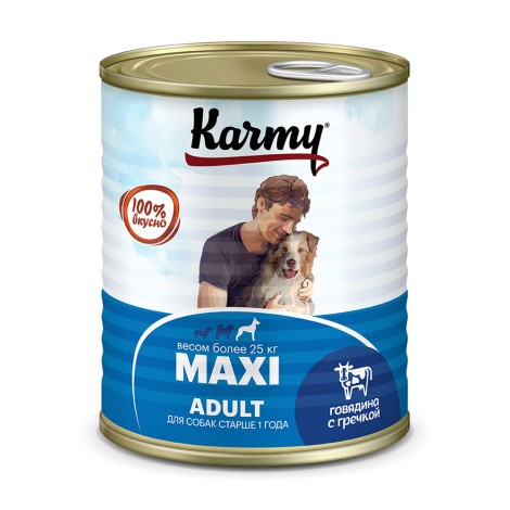 Karmy Maxi Adult консервированный корм Говядина с гречкой 850гр
