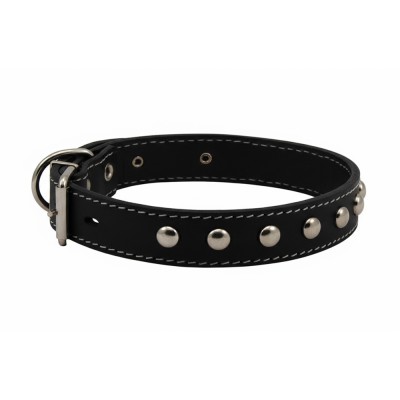Ошейник кожаный с украшением, обхват шеи от 27 до 35 см
