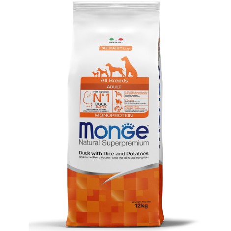 Сухой корм Monge Dog Speciality Line Monoprotein для взрослых собак всех пород с уткой 12 кг