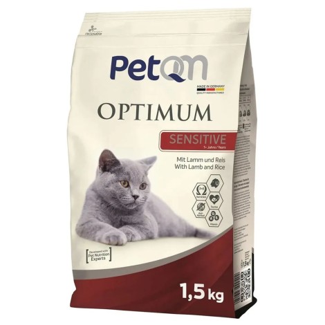Сухой корм для кошек PetQM Optimum Sensitive  ягненок и рис 1,5кг