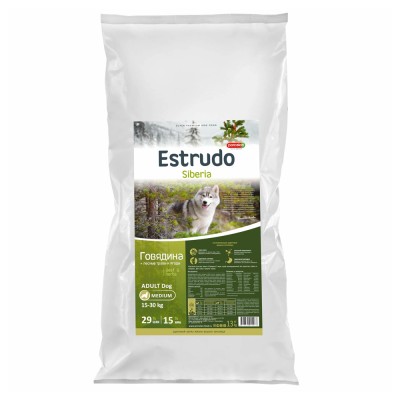 Estrudo Siberia сухой корм для взрослых собак средних пород, говядина, 13кг