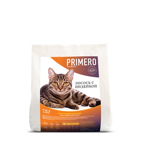 Сухой корм Primero для взрослых кошек "Лосось с индейкой" 2.5кг