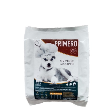 Сухой корм Primero для взрослых собак крупных пород Мясное ассорти 4 кг