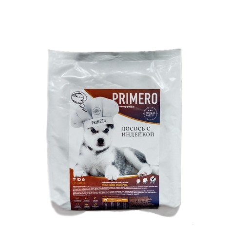 Сухой корм Primero для взрослых собак крупных пород Лосось с индейкой 4 кг