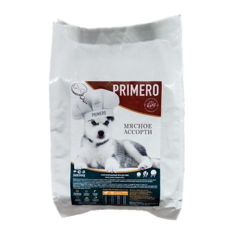 Сухой корм Primero для взрослых собак средних пород Мясное ассорти 14 кг