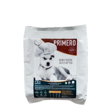 Сухой корм Primero для взрослых собак средних пород Мясное ассорти 4 кг