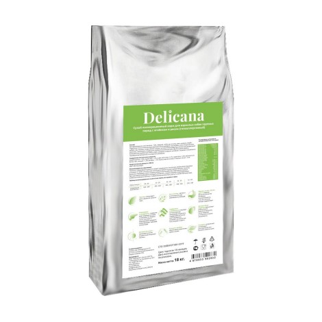 Сухой корм Delicana для собак крупных пород ягненок с рисом 18кг (гипоаллергенный)