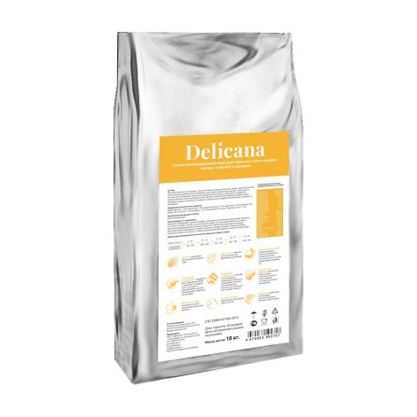 Сухой корм Delicana для собак средних пород курица с овощами 18кг