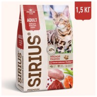 Сухой корм для взрослых кошек Мясной рацион - 1.5кг