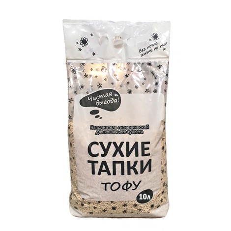 Наполнитель "Сухие Тапки" Тофу, без запаха, 10л