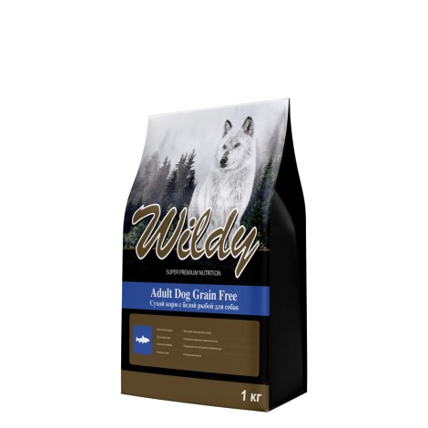 Wildy Adult Dog Grain Free cухой корм для собак с белой рыбой 1 кг