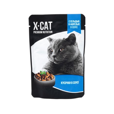 Влажный корм для кошек X-CAT сельдь и форель в соусе