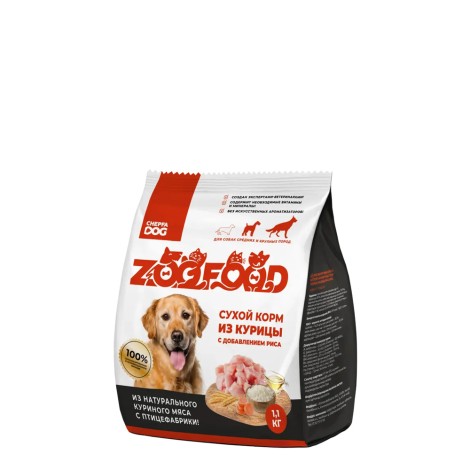 Сухой корм Zoofood для взрослых собак средних и крупных пород с курицей и рисом 1.1кг